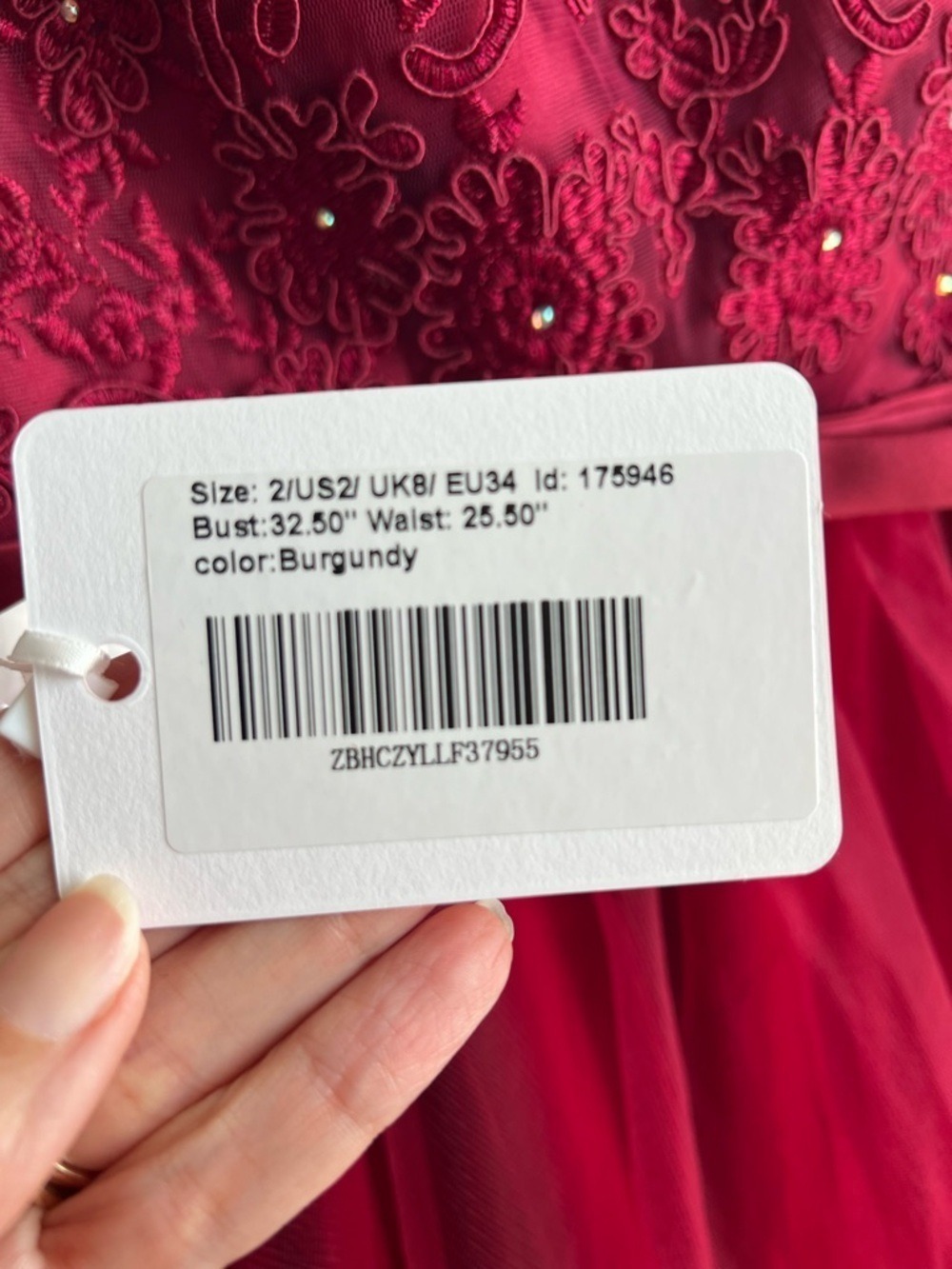 JJs House Burgundy Off-the-Shoulder High-Low Tulle Ball Gown - Picture 5 of 8